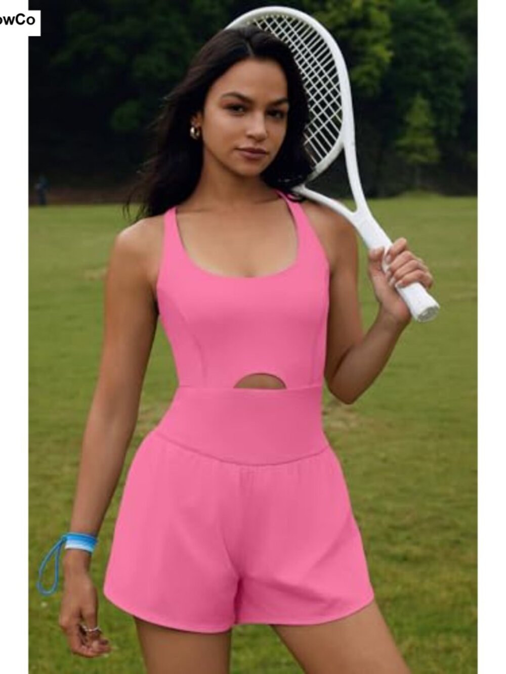 Women's Athletic Onesie Romper with Cutout Top - Sleeveless Running Jumpsuit - Picture 5 of 6